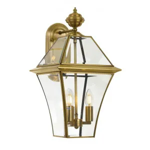 Rye IP44 Metal & Glass Indoor / Outdoor Wall Lantern, Large, Brass by Telbix, a Outdoor Lighting for sale on Style Sourcebook