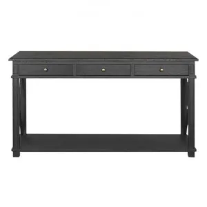 Phyllis Oak Timber 3 Drawer Console Table, 150cm, Black Oak by Manoir Chene, a Console Table for sale on Style Sourcebook