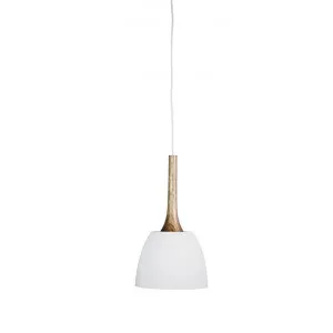 Malt I Timber & Metal Pendant Light, 22cm, White by Oriel Lighting, a Pendant Lighting for sale on Style Sourcebook