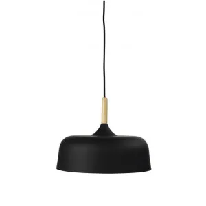 Malt II Timber & Metal Pendant Light, 32cm, Black by Oriel Lighting, a Pendant Lighting for sale on Style Sourcebook