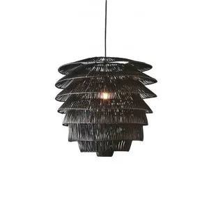 Saba Rattan Pendant Light, Black by Emac & Lawton, a Pendant Lighting for sale on Style Sourcebook