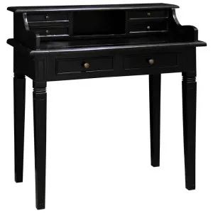 Mallory Mahogany Timber 6 Drawer Secretary Desk, 100cm, Black by Centrum Furniture, a Desks for sale on Style Sourcebook