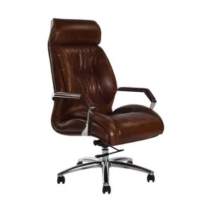 Salisbury Aged Leather Office Chair, Cigar by Affinity Furniture, a Chairs for sale on Style Sourcebook