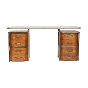 Cabourg Mango Wood & Metal French Art Deco Desk, 166cm by Affinity Furniture, a Desks for sale on Style Sourcebook