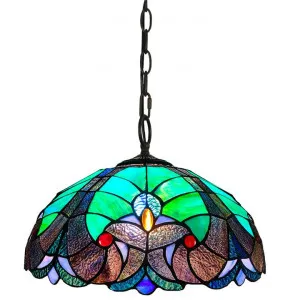 Ebor Tiffany Stained Glass Pendant Light, Large, Teal by Tiffany Light House, a Pendant Lighting for sale on Style Sourcebook