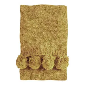 Poccon Knitted Chenille Throw, 170x130cm, Ochre by Kilburn & Scott, a Throws for sale on Style Sourcebook