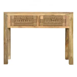 Arizona Handmade Mango Wood & Jute 2 Drawer Console Table, 110cm by Casa Sano, a Console Table for sale on Style Sourcebook