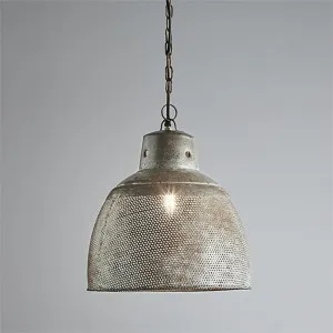 Riva Perforated Iron Dome Pendant Light, Small, Rustic Zinc by Zaffero, a Pendant Lighting for sale on Style Sourcebook