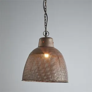 Riva Perforated Iron Dome Pendant Light, Small, Rustic Copper by Zaffero, a Pendant Lighting for sale on Style Sourcebook