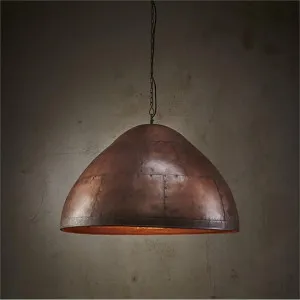 Jermyn Riveted Iron Dome Pendant Light, Medium, Antique Copper by Zaffero, a Pendant Lighting for sale on Style Sourcebook