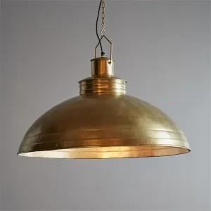Sheldon Iron Shallow Dome Pendant Light, Antique Brass by Zaffero, a Pendant Lighting for sale on Style Sourcebook