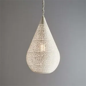 Aquarius Perforated Metal Pendant Light, Teardrop, Medium, White by Zaffero, a Pendant Lighting for sale on Style Sourcebook