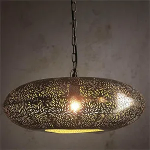 Orion Perforated Metal Pendant Light, Ellipse, Nickel by Zaffero, a Pendant Lighting for sale on Style Sourcebook