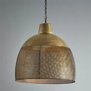 Riva Perforated Iron Dome Pendant Light, Large, Antique Brass by Zaffero, a Pendant Lighting for sale on Style Sourcebook