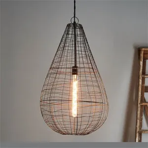 Cray Metal Wire Pendant Light, Teardrop, Large, Antique Copper by Zaffero, a Pendant Lighting for sale on Style Sourcebook