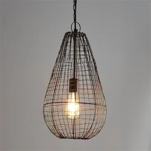 Cray Metal Wire Pendant Light, Teardrop, Small, Antique Copper by Zaffero, a Pendant Lighting for sale on Style Sourcebook