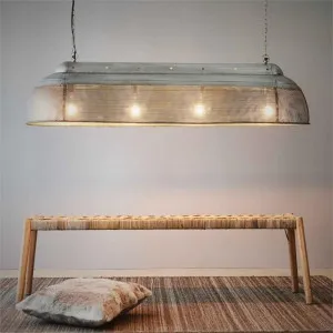 Riva Perforated Iron Elongated Pendant Light, Large, Zinc by Zaffero, a Pendant Lighting for sale on Style Sourcebook