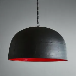 Noir Iron Dome Pendant Light, Large, Black / Red by Zaffero, a Pendant Lighting for sale on Style Sourcebook