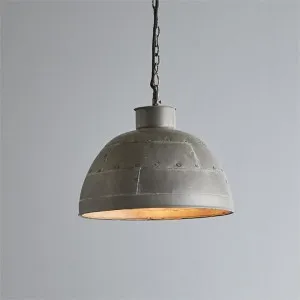 Granada Riveted Iron Dome Pendant Light, Small, Vintage Grey by Zaffero, a Pendant Lighting for sale on Style Sourcebook