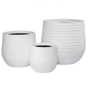 Ryker 3 Piece Stonelite Planter Set, White by Rogue, a Plant Holders for sale on Style Sourcebook
