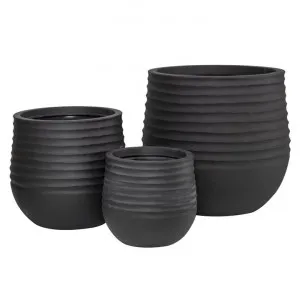 Ryker 3 Piece Stonelite Planter Set, Black by Rogue, a Plant Holders for sale on Style Sourcebook