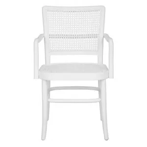 Palmington Mahogany Timber & Rattan Dining Armchair, White by Diaz Design, a Dining Chairs for sale on Style Sourcebook