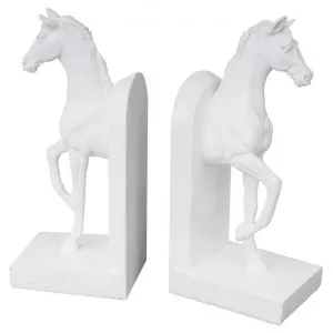 Breton 2 Piece Horse Bookend Set, Whie by Affinity Furniture, a Desk Decor for sale on Style Sourcebook