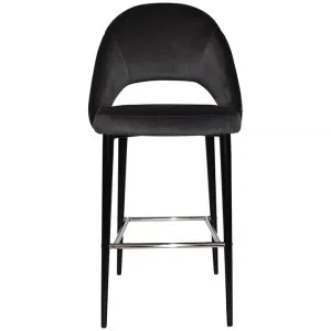 Chevron Commercial Grade Regis Fabric Bar Stool, Metal Leg, Charcoal / Black by Eagle Furn, a Bar Stools for sale on Style Sourcebook