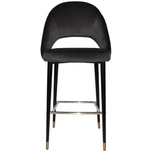 Chevron Commercial Grade Regis Fabric Bar Stool, Metal Leg, Charcoal / Black Brass by Eagle Furn, a Bar Stools for sale on Style Sourcebook