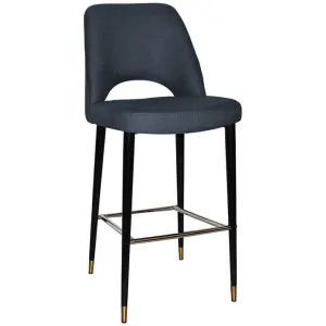 Albury Commercial Grade Gravity Fabric Bar Stool, Metal Leg, Navy / Black Brass by Eagle Furn, a Bar Stools for sale on Style Sourcebook