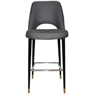 Albury Commercial Grade Gravity Fabric Bar Stool, Metal Leg, Slate / Black Brass by Eagle Furn, a Bar Stools for sale on Style Sourcebook