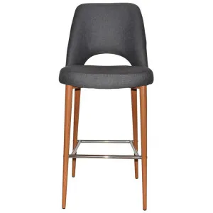 Albury Commercial Grade Gravity Fabric Bar Stool, Metal Leg, Slate / Light Oak by Eagle Furn, a Bar Stools for sale on Style Sourcebook