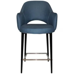 Albury Commercial Grade Gravity Fabric Bar Stool with Arm, Metal Leg, Navy / Black by Eagle Furn, a Bar Stools for sale on Style Sourcebook