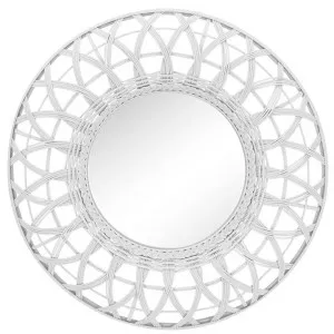 Uma Rattan Framed Round Wall Mirror, 80cm, White by NF Living, a Mirrors for sale on Style Sourcebook