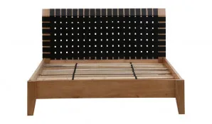 Amsterdam King Bed Frame in ClearLacquer / Black Leather by OZ Design, a Beds & Bed Frames for sale on Style Sourcebook