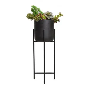Karan Commercial Grade Concrete Planter on Iron Stand, Small, Black by Superb Lifestyles, a Plant Holders for sale on Style Sourcebook