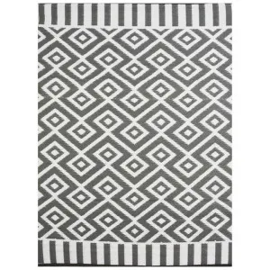 Chatai Aztec No.002 Reversible Outdoor Rug, 240x150cm, Grey/White by Artisan Decor, a Outdoor Rugs for sale on Style Sourcebook
