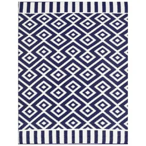 Chatai Aztec No.002 Reversible Outdoor Rug, 170x120cm, Navy/White by Artisan Decor, a Outdoor Rugs for sale on Style Sourcebook