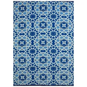 Chatai kaleidoscope Reversible Outdoor Rug, 170x120cm, Blue by Artisan Decor, a Outdoor Rugs for sale on Style Sourcebook