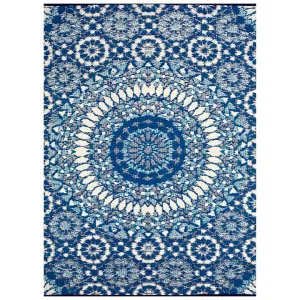 Chatai Mandala Reversible Outdoor Rug, 270x180cm, Blue by Artisan Decor, a Outdoor Rugs for sale on Style Sourcebook