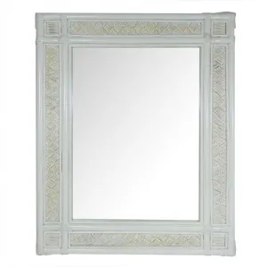Cardiff Bamboo Rattan Frame Wall Mirror, 100cm, White Wash by Searles, a Mirrors for sale on Style Sourcebook