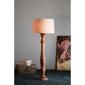 Candela Timber Pillar Base Floor Lamp, Dark Natural by Zaffero, a Floor Lamps for sale on Style Sourcebook