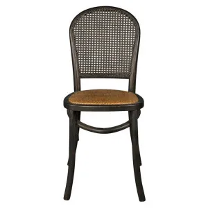 Denver Tessa Rattan & Oak Timber Provincial Dining Chair, Black by Florabelle, a Dining Chairs for sale on Style Sourcebook