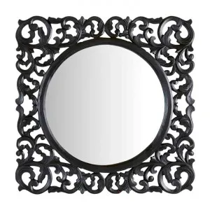 Astawa Wooden Frame Square Wall Mirror, 80cm, Black by Florabelle, a Mirrors for sale on Style Sourcebook