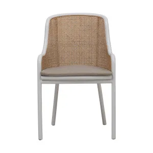 Totti Chair in White Frame/Natural Wicker by OzDesignFurniture, a Dining Chairs for sale on Style Sourcebook