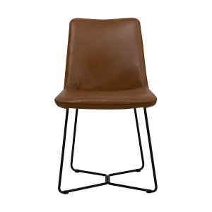 Lima Dining Chair in Missouri Leather Brown / Black by OzDesignFurniture, a Dining Chairs for sale on Style Sourcebook
