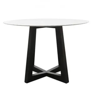 Zed Marble Top Round Dining Table, 115cm, White / Black by Conception Living, a Dining Tables for sale on Style Sourcebook