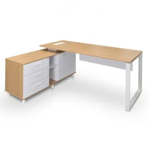 Lacasa Executive Office Desk, Left Return, 180cm, Natural / White by Conception Living, a Desks for sale on Style Sourcebook