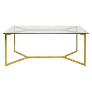 Broarna Glass & Stainless Steel Dining Table, 190cm, Gold by Conception Living, a Dining Tables for sale on Style Sourcebook