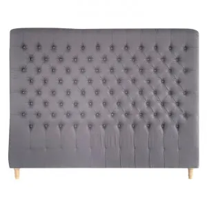 Chesterfield Tufted Linen Bed Headboard, King Charcoal by Manoir Chene, a Bed Heads for sale on Style Sourcebook